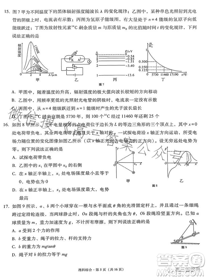 2023屆3+3+3高考備考診斷性聯(lián)考卷二理科綜合答案