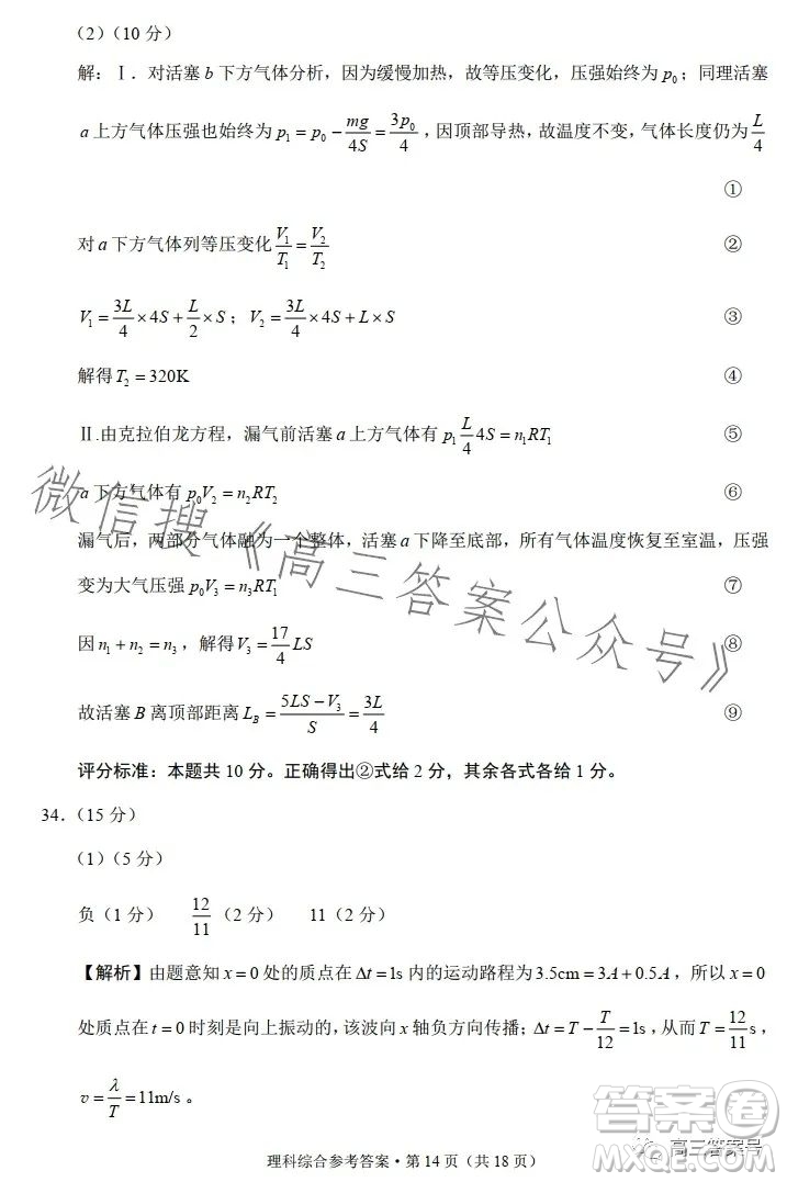 2023屆3+3+3高考備考診斷性聯(lián)考卷二理科綜合答案