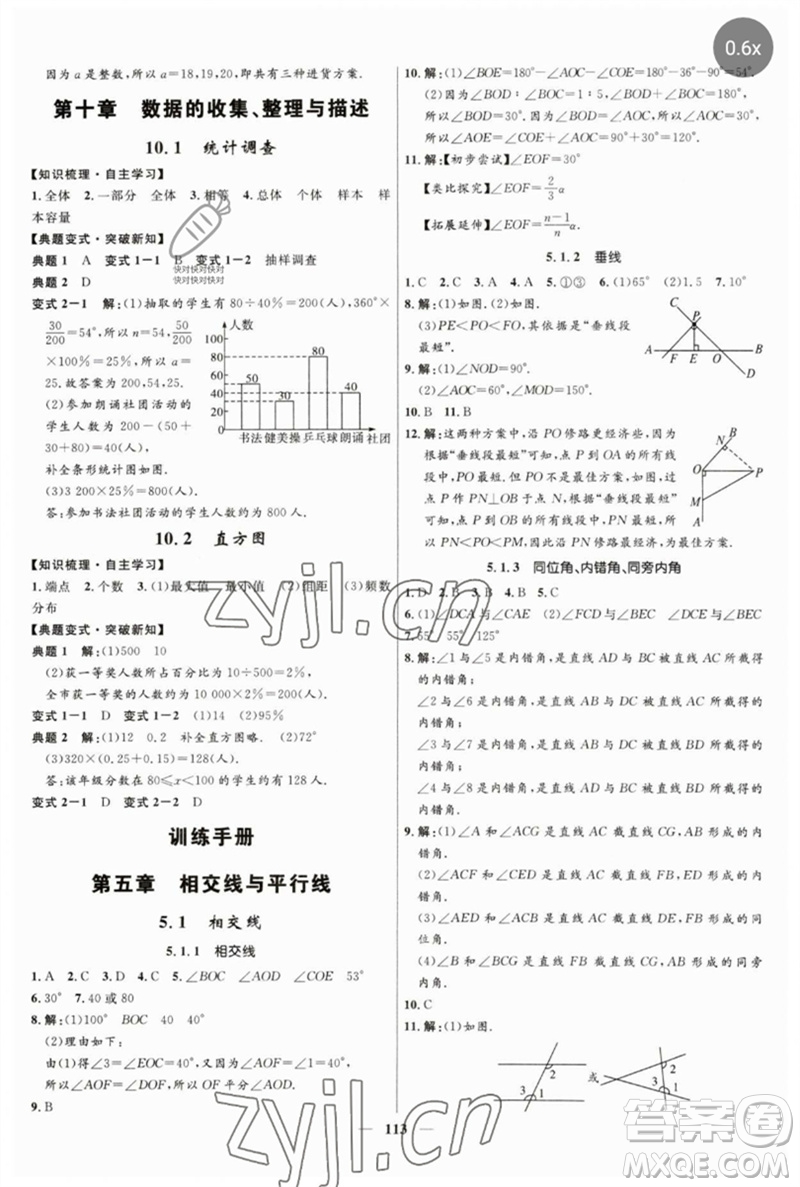 河北少年兒童出版社2023奪冠百分百新導(dǎo)學(xué)課時(shí)練七年級(jí)數(shù)學(xué)下冊(cè)人教版參考答案