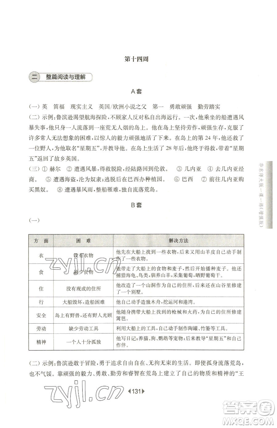 華東師范大學(xué)出版社2023華東師大版一課一練六年級(jí)下冊(cè)語(yǔ)文人教版增強(qiáng)版五四制參考答案