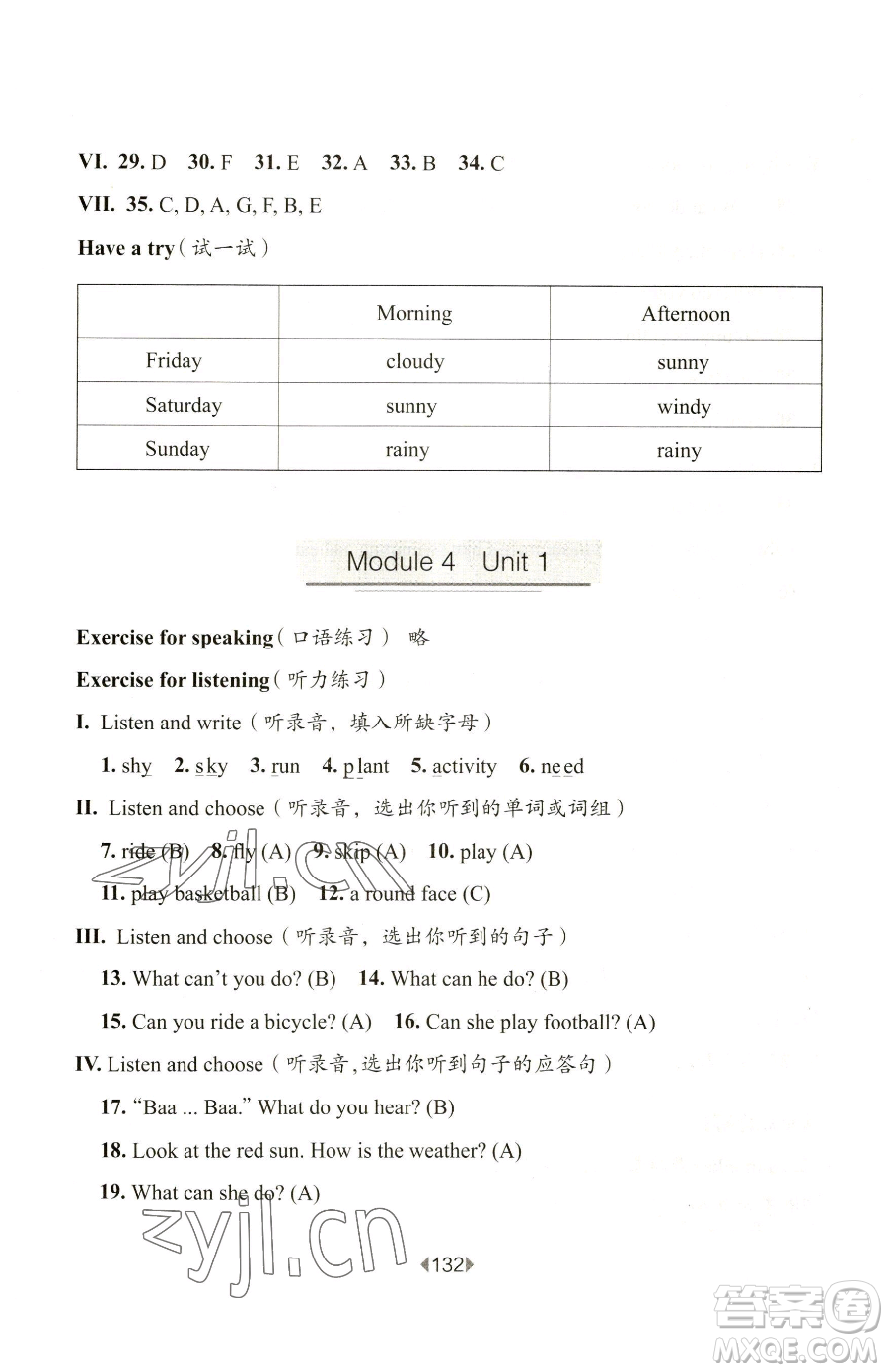 華東師范大學(xué)出版社2023華東師大版一課一練一年級下冊英語滬教版五四制參考答案