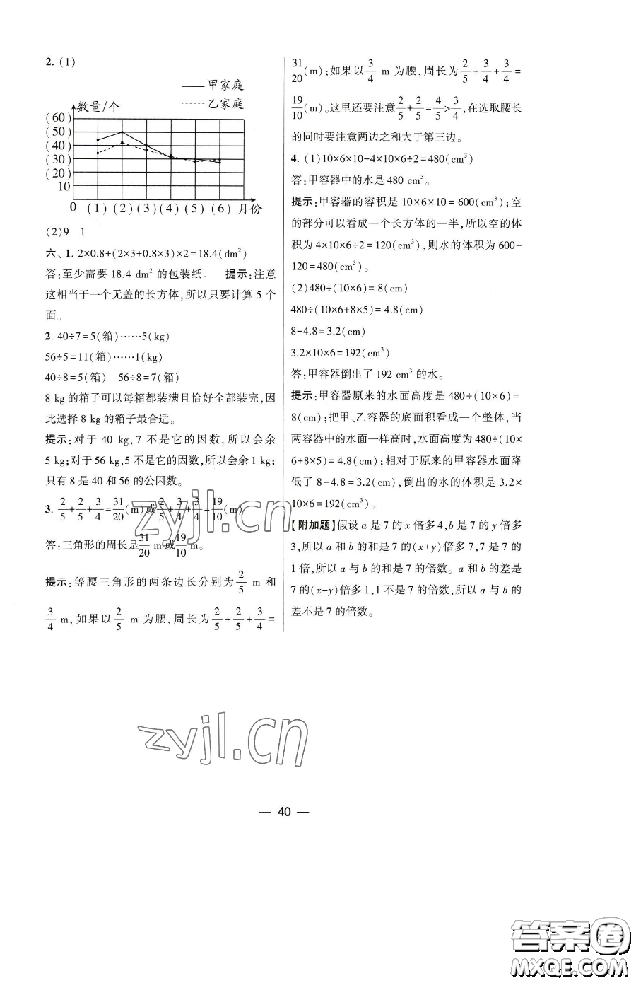 寧夏人民教育出版社2023經(jīng)綸學(xué)典提高班五年級下冊數(shù)學(xué)人教版參考答案