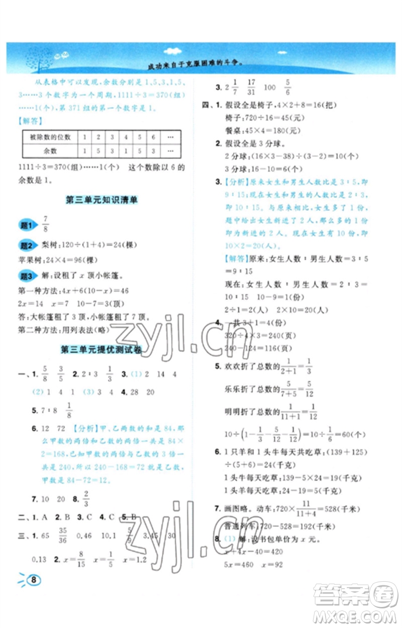 東南大學(xué)出版社2023小題狂做培優(yōu)作業(yè)本六年級數(shù)學(xué)下冊蘇教版參考答案