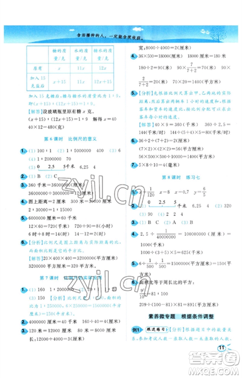 東南大學(xué)出版社2023小題狂做培優(yōu)作業(yè)本六年級數(shù)學(xué)下冊蘇教版參考答案