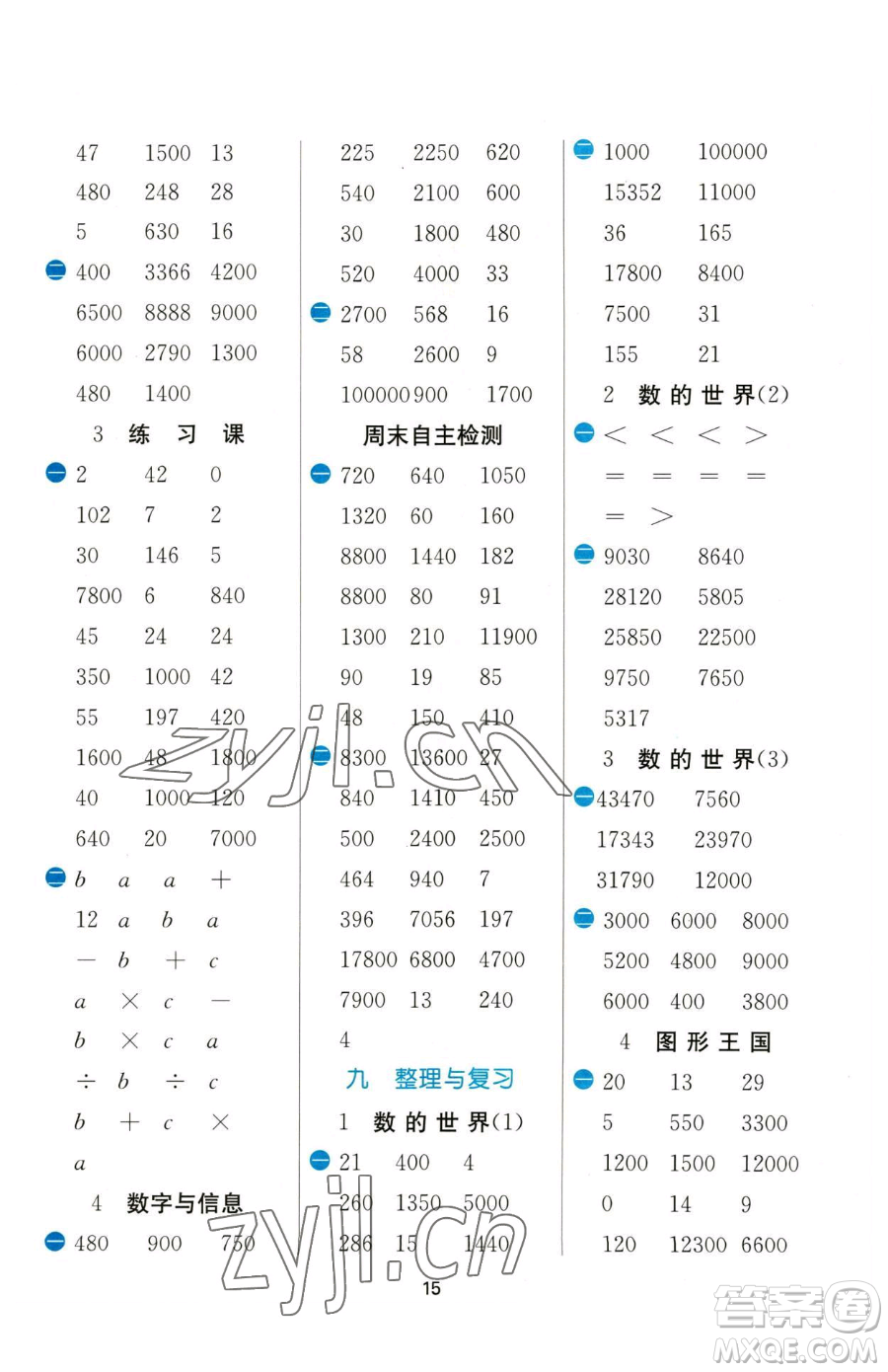 江蘇人民出版社2023小學(xué)數(shù)學(xué)計(jì)算高手四年級下冊數(shù)學(xué)JSJY蘇教版參考答案