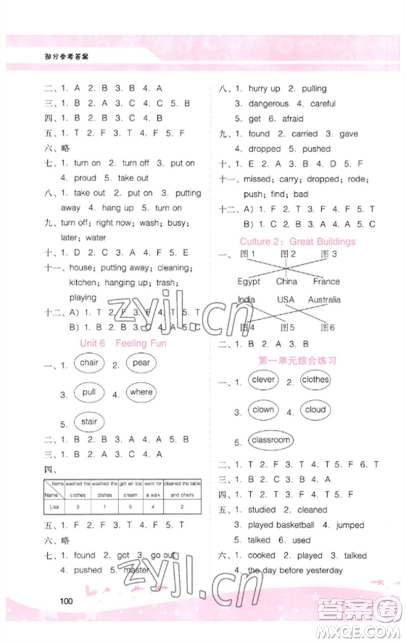 廣西師范大學(xué)出版社2023新課程學(xué)習(xí)輔導(dǎo)六年級(jí)英語下冊(cè)粵人版參考答案