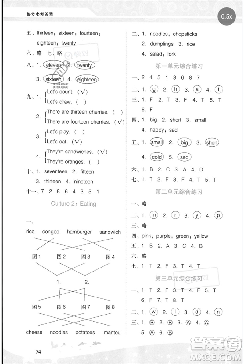 廣西師范大學(xué)出版社2023新課程學(xué)習(xí)輔導(dǎo)三年級英語下冊粵人版參考答案