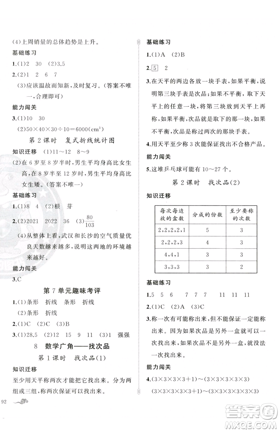 新疆青少年出版社2023黃岡金牌之路練闖考五年級(jí)下冊(cè)數(shù)學(xué)人教版參考答案