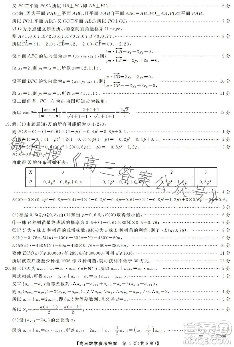 2023金科大聯(lián)考高三3月質(zhì)量檢測(cè)數(shù)學(xué)試卷答案