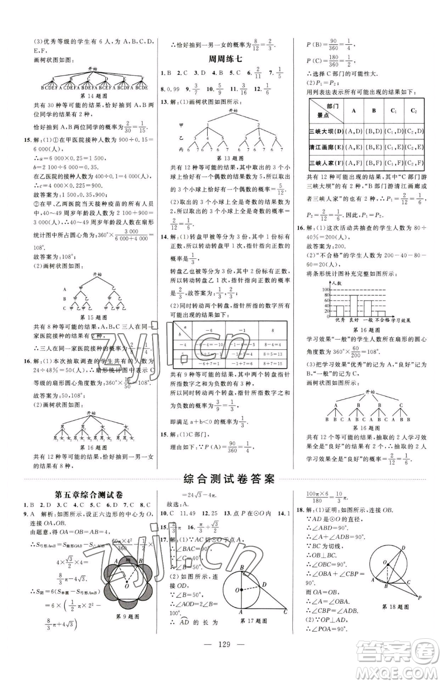 延邊大學(xué)出版社2023細(xì)解巧練九年級下冊數(shù)學(xué)魯教版五四制參考答案