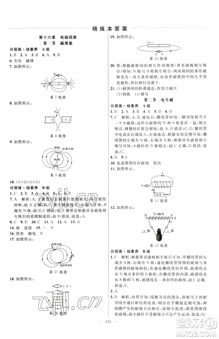 延邊大學(xué)出版社2023細(xì)解巧練九年級(jí)下冊物理魯教版五四制參考答案