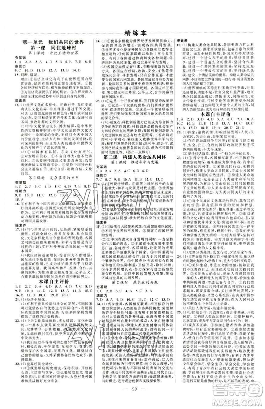 延邊大學(xué)出版社2023細(xì)解巧練九年級下冊道德與法治人教版五四制參考答案