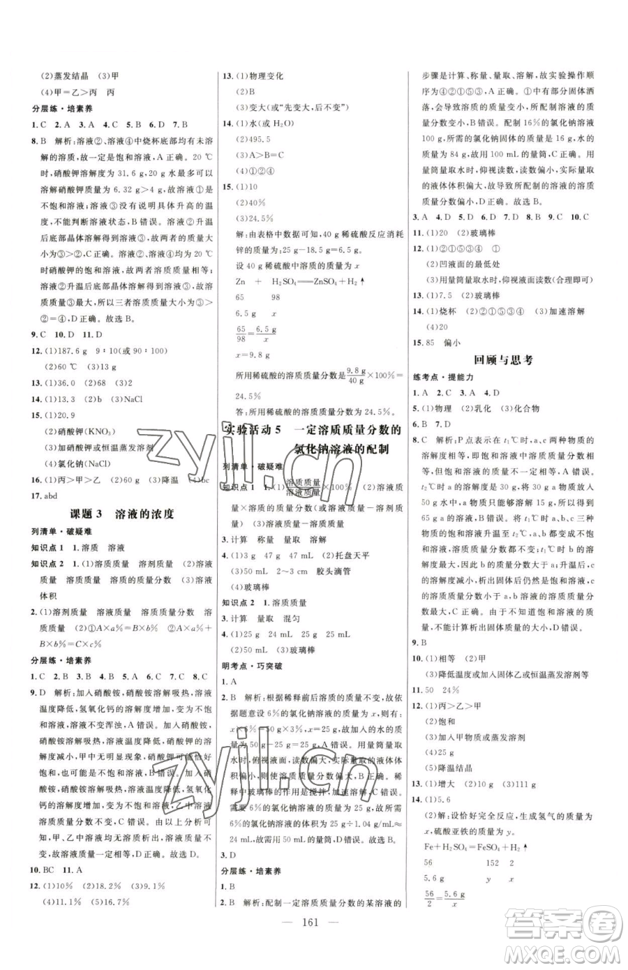 延邊大學出版社2023細解巧練九年級下冊化學人教版參考答案