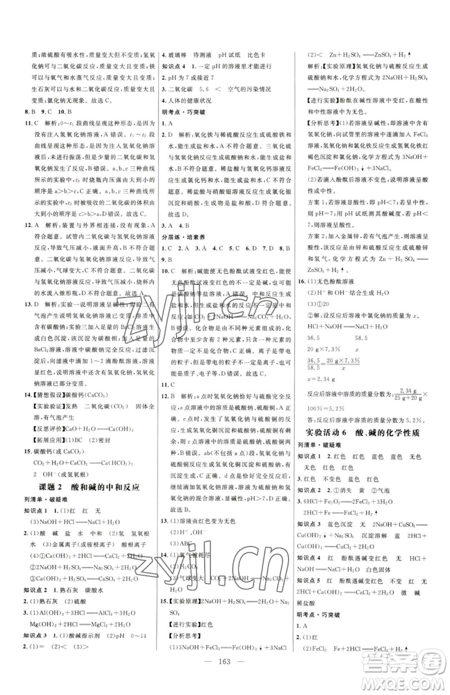 延邊大學出版社2023細解巧練九年級下冊化學人教版參考答案