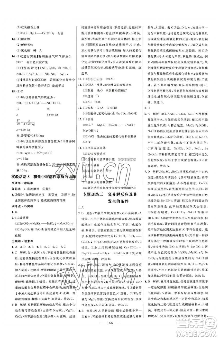 延邊大學出版社2023細解巧練九年級下冊化學人教版參考答案