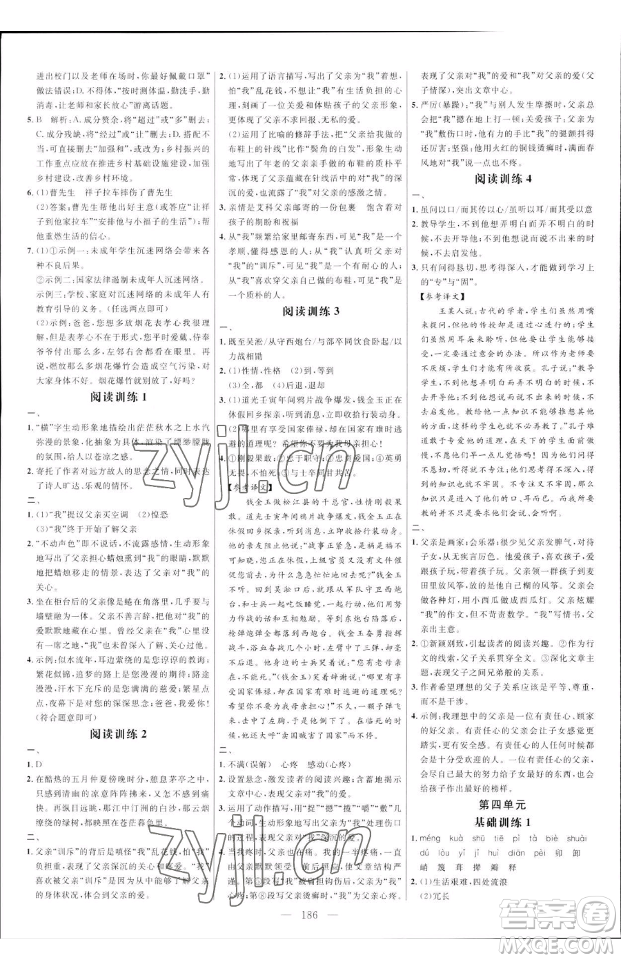 延邊大學(xué)出版社2023細(xì)解巧練七年級(jí)下冊(cè)語文人教版五四制參考答案