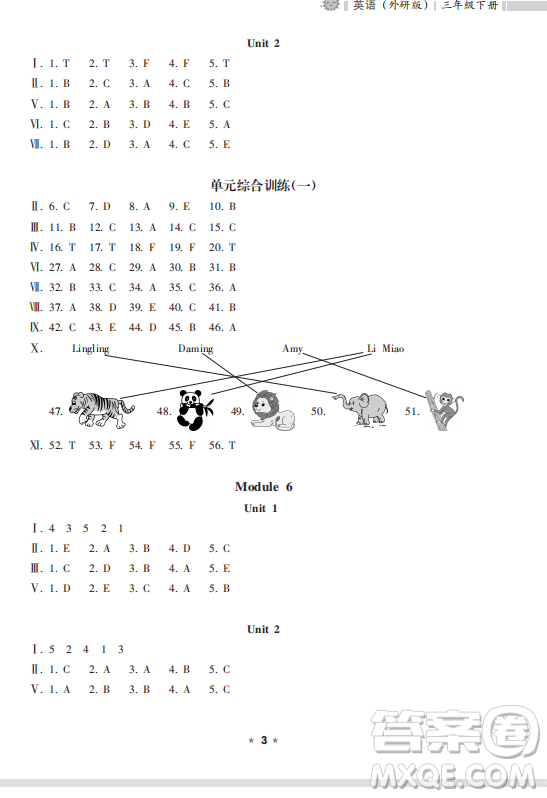 海南出版社2023新課程課堂同步練習冊三年級下冊英語外研版參考答案