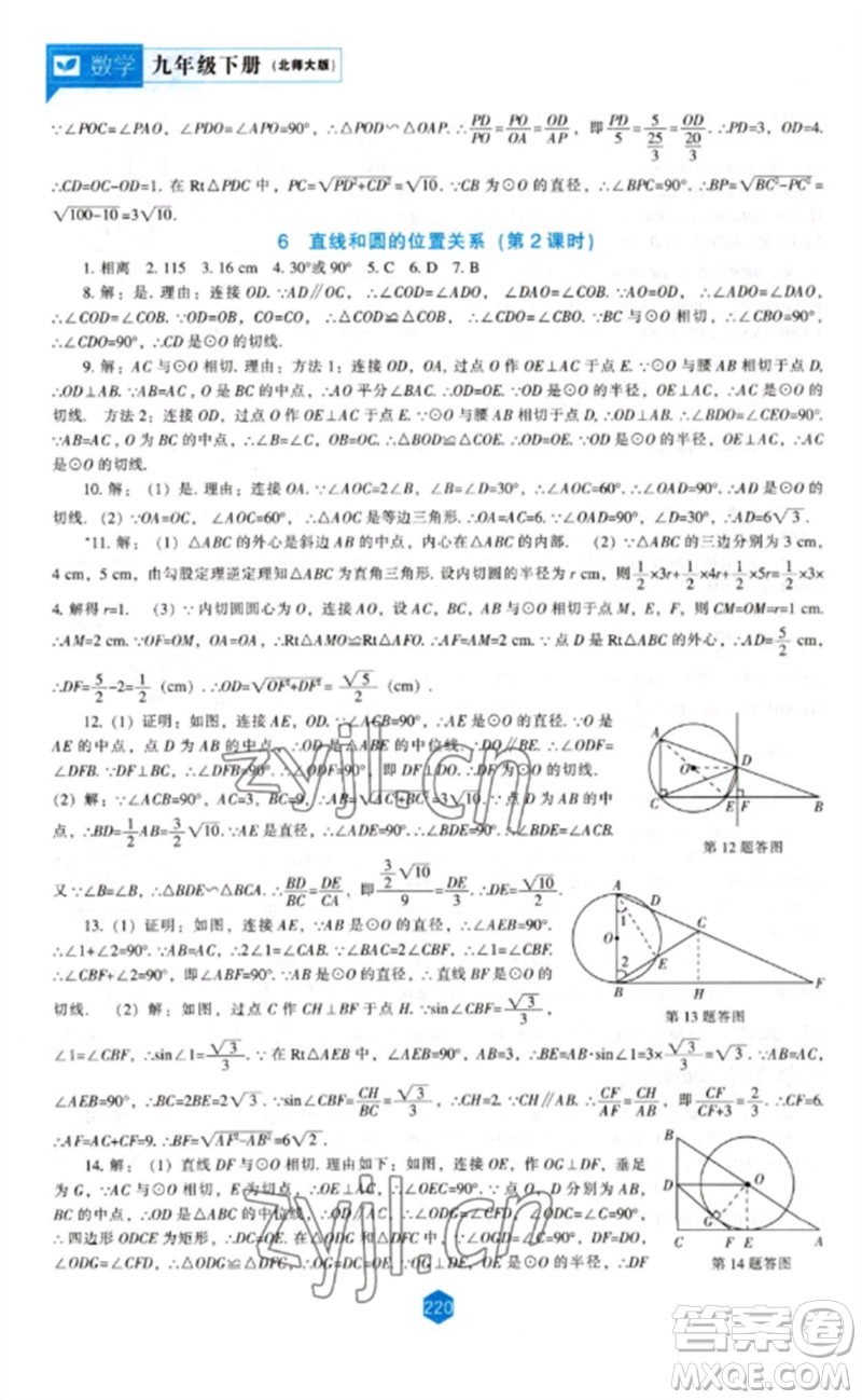 遼海出版社2023新課程數(shù)學(xué)能力培養(yǎng)九年級(jí)下冊(cè)北師大版參考答案