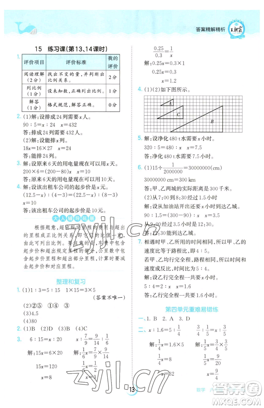 江西人民出版社2023王朝霞德才兼?zhèn)渥鳂I(yè)創(chuàng)新設計六年級下冊數(shù)學人教版參考答案