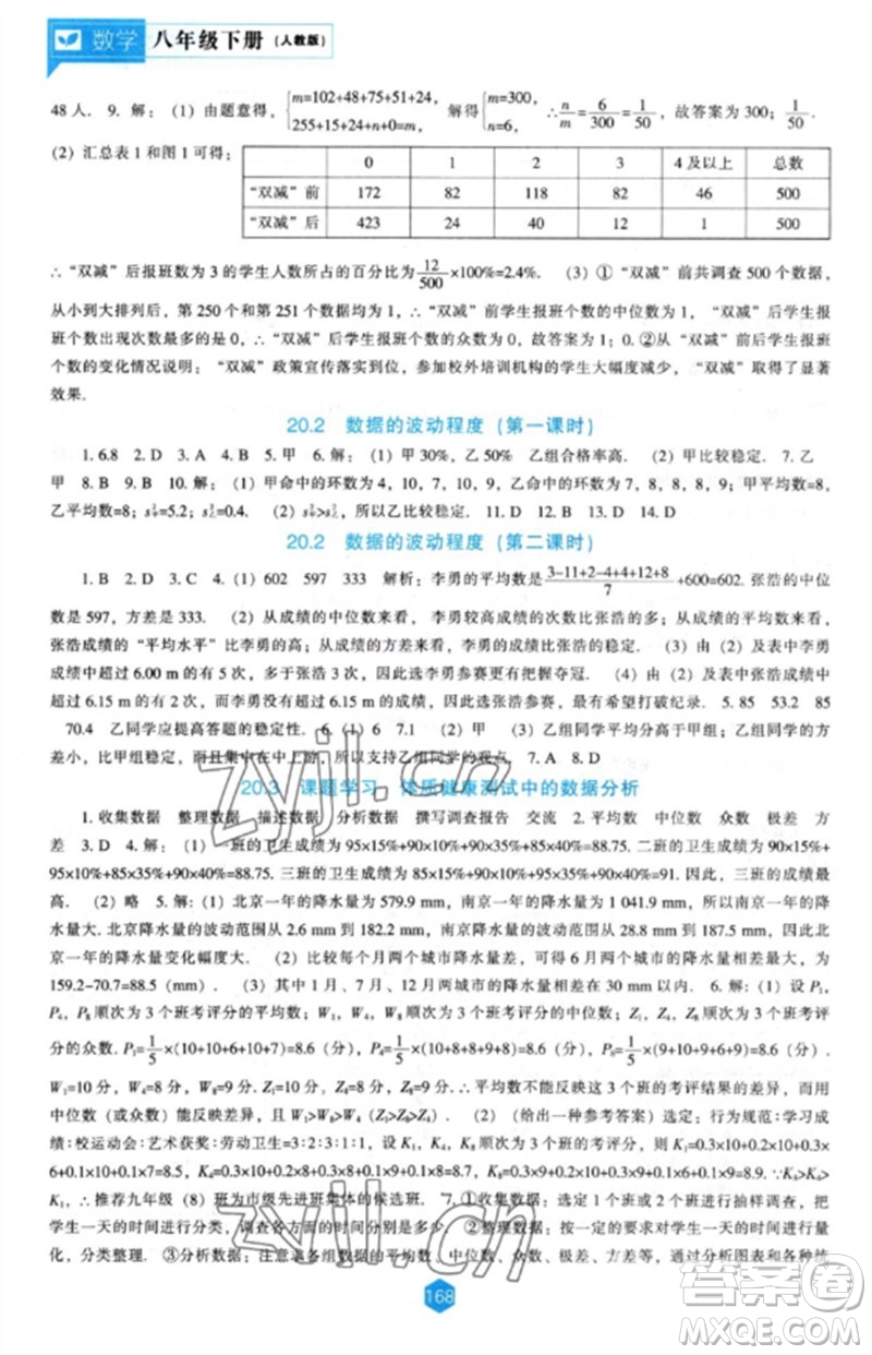 遼海出版社2023新課程數(shù)學(xué)能力培養(yǎng)八年級(jí)下冊(cè)人教版參考答案