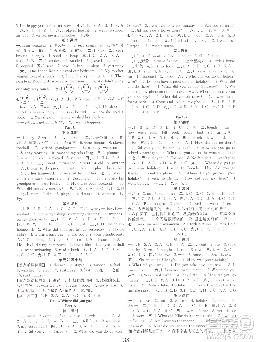 合肥工業(yè)大學(xué)出版社2023贏在課堂課時(shí)作業(yè)六年級(jí)下冊(cè)英語(yǔ)人教版參考答案