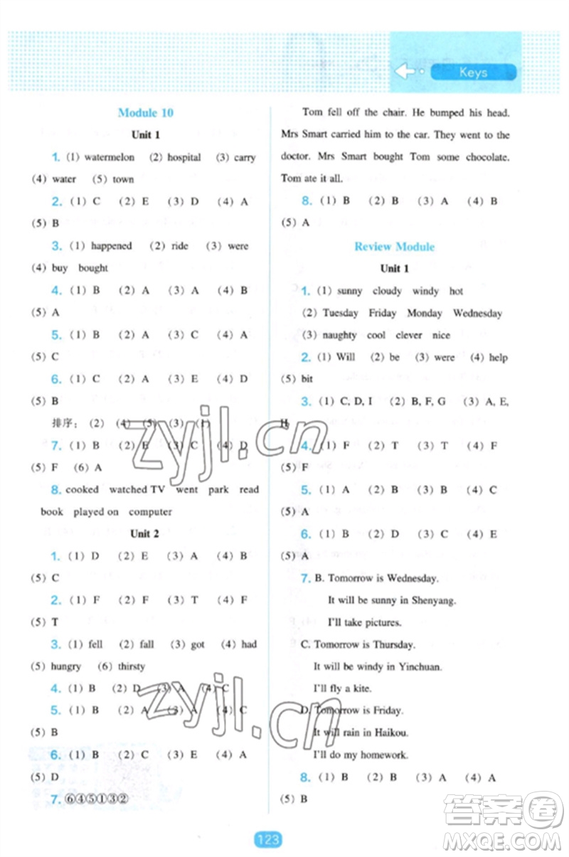 遼海出版社2023新課程能力培養(yǎng)四年級英語下冊三起點外研版參考答案