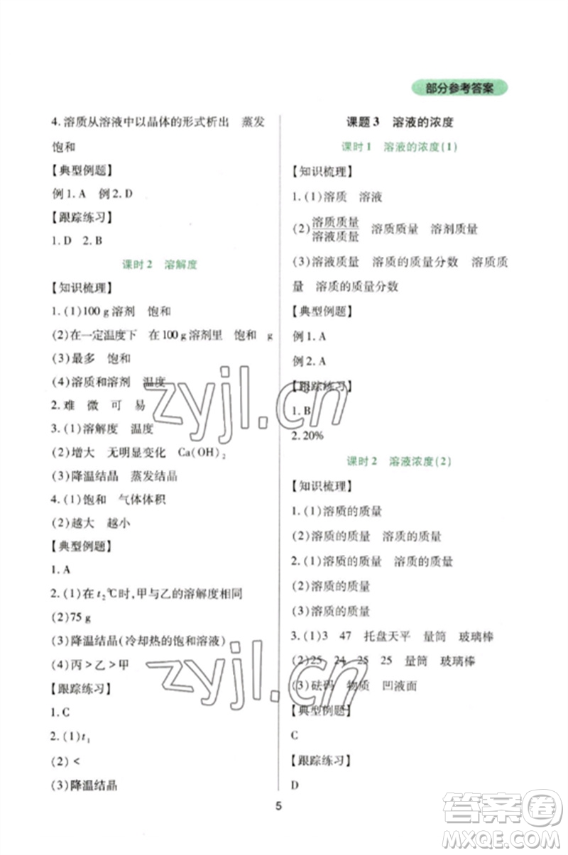 四川教育出版社2023新課程實(shí)踐與探究叢書九年級(jí)化學(xué)下冊(cè)人教版參考答案