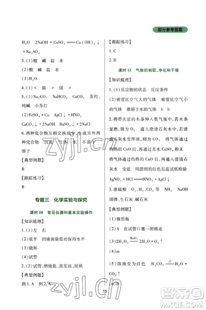 四川教育出版社2023新課程實(shí)踐與探究叢書九年級(jí)化學(xué)下冊(cè)人教版參考答案