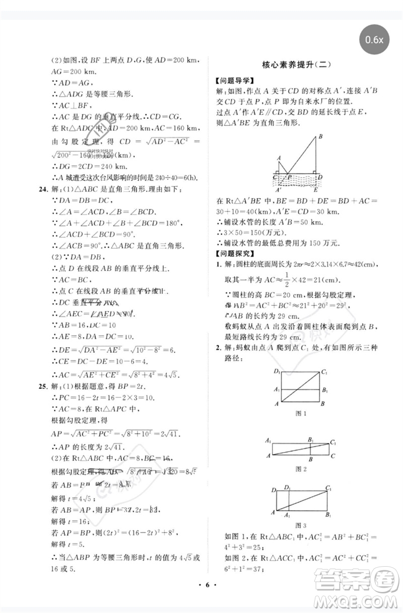 山東教育出版社2023初中同步練習冊分層卷八年級數(shù)學下冊人教版參考答案