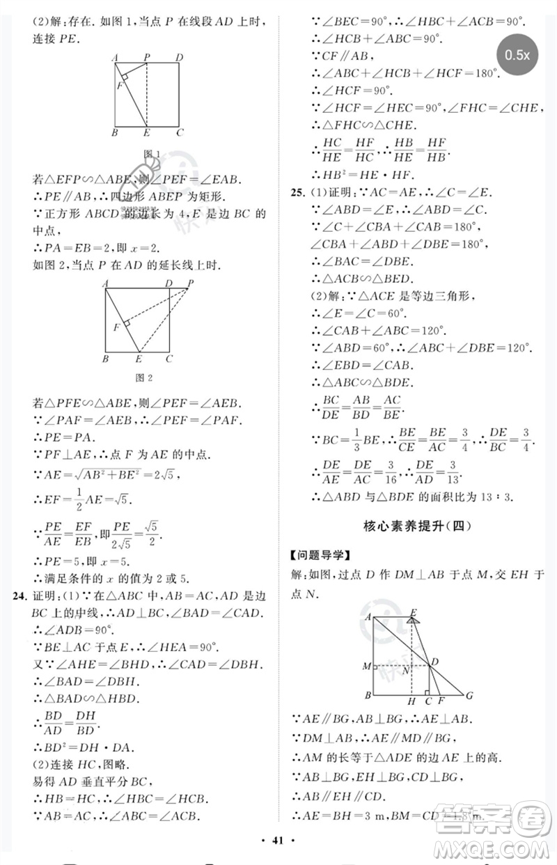 山東教育出版社2023初中同步練習(xí)冊分層卷八年級數(shù)學(xué)下冊魯教版五四制參考答案