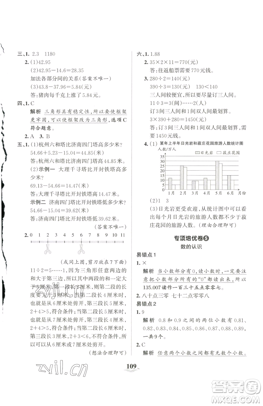 江西人民出版社2023王朝霞培優(yōu)100分四年級下冊數(shù)學人教版參考答案