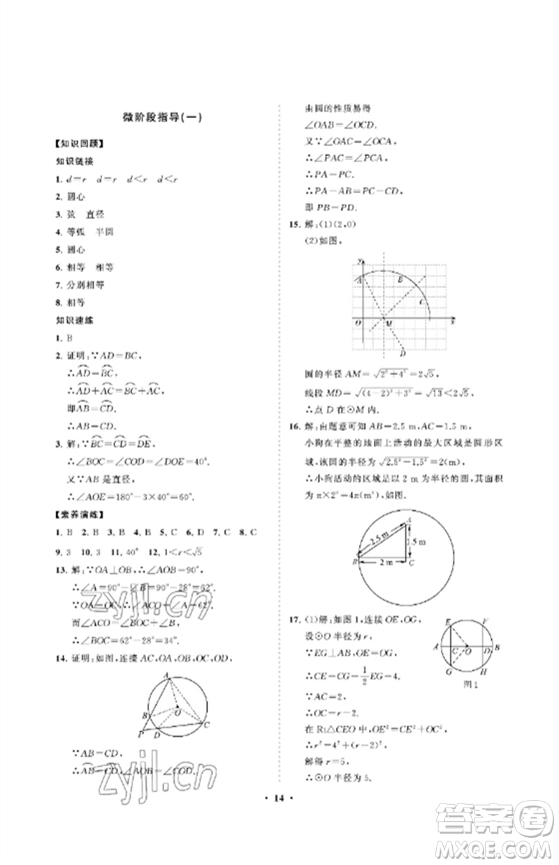 山東教育出版社2023初中同步練習(xí)冊分層卷九年級數(shù)學(xué)下冊魯教版五四制參考答案