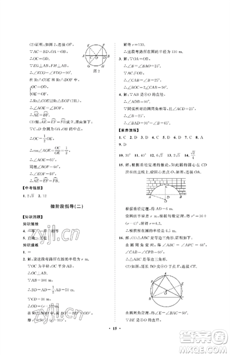 山東教育出版社2023初中同步練習(xí)冊分層卷九年級數(shù)學(xué)下冊魯教版五四制參考答案