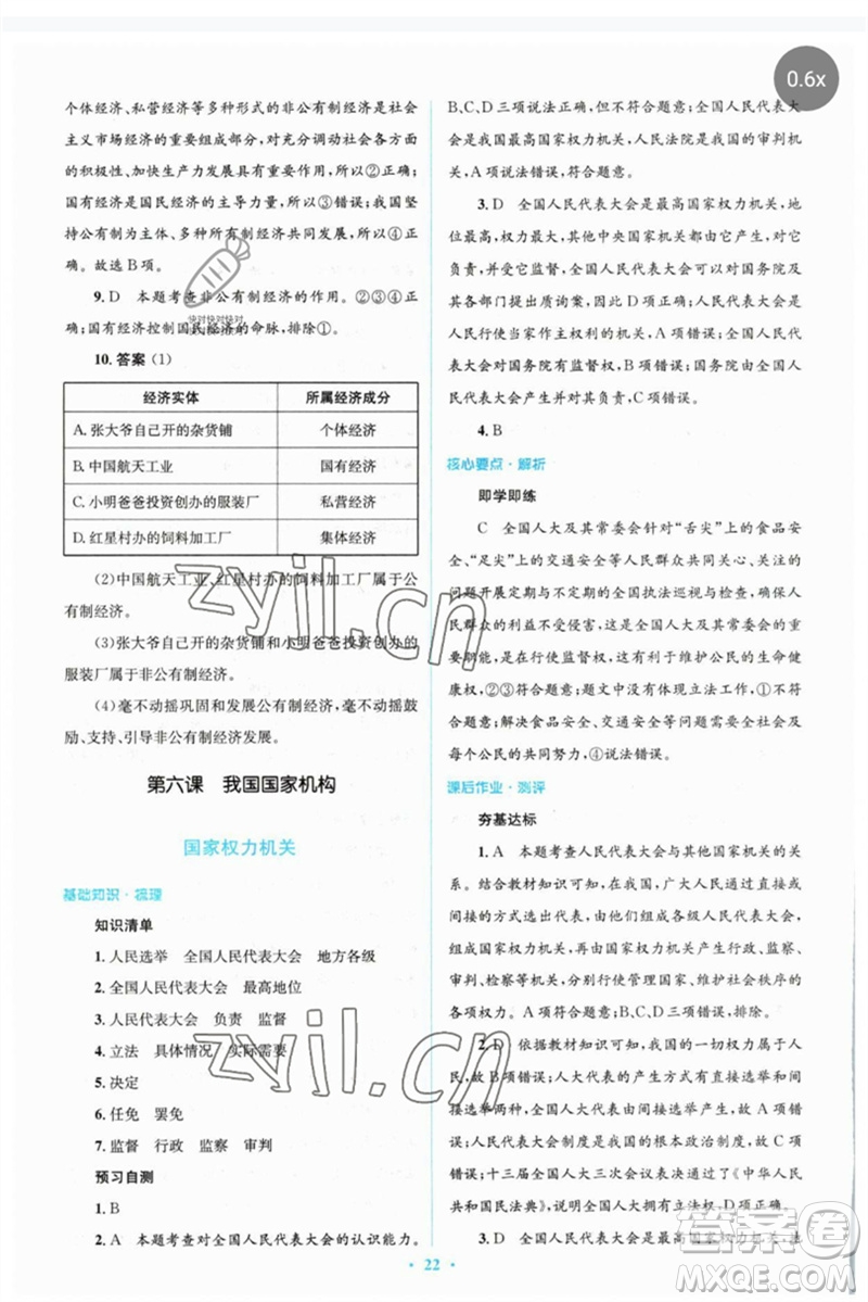 人民教育出版社2023人教金學(xué)典同步解析與測(cè)評(píng)學(xué)考練八年級(jí)道德與法治下冊(cè)人教版參考答案