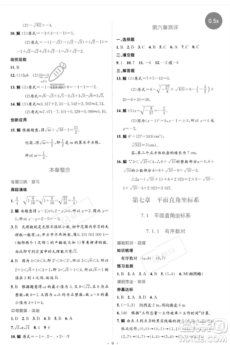 人民教育出版社2023人教金學(xué)典同步解析與測(cè)評(píng)學(xué)考練七年級(jí)數(shù)學(xué)下冊(cè)人教版參考答案