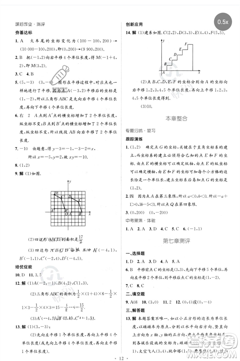 人民教育出版社2023人教金學(xué)典同步解析與測(cè)評(píng)學(xué)考練七年級(jí)數(shù)學(xué)下冊(cè)人教版參考答案