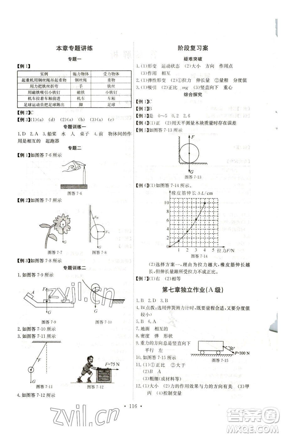 長(zhǎng)江少年兒童出版社2023長(zhǎng)江全能學(xué)案同步練習(xí)冊(cè)八年級(jí)下冊(cè)物理人教版參考答案