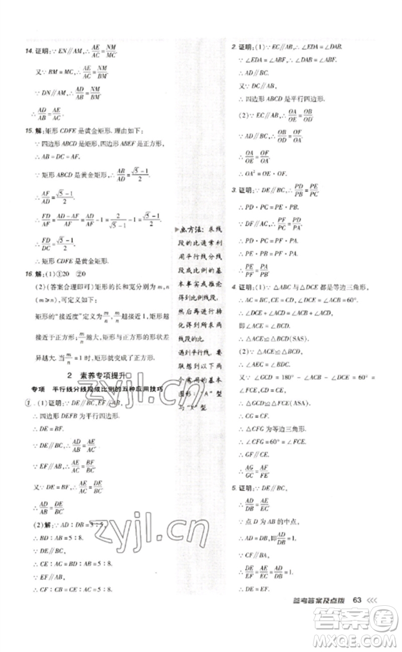 吉林教育出版社2023點(diǎn)撥訓(xùn)練九年級數(shù)學(xué)下冊人教版參考答案