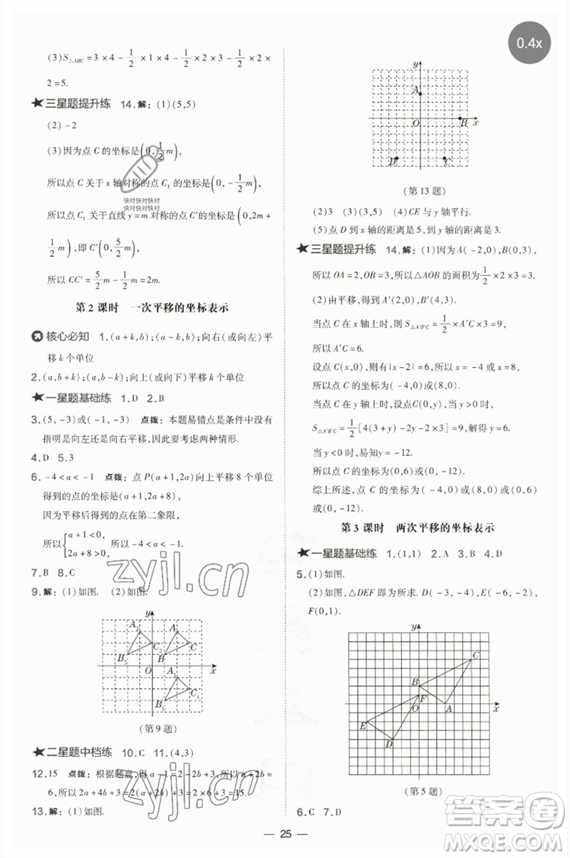 山西教育出版社2023點(diǎn)撥訓(xùn)練八年級(jí)數(shù)學(xué)下冊(cè)湘教版參考答案