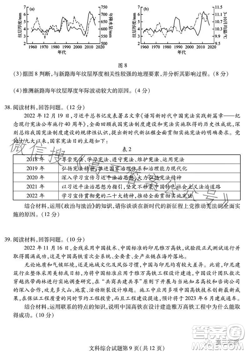 哈爾濱師大附中東北師大附中遼寧省實驗中學(xué)2023高三第二次聯(lián)合模擬考試文科綜合試卷答案