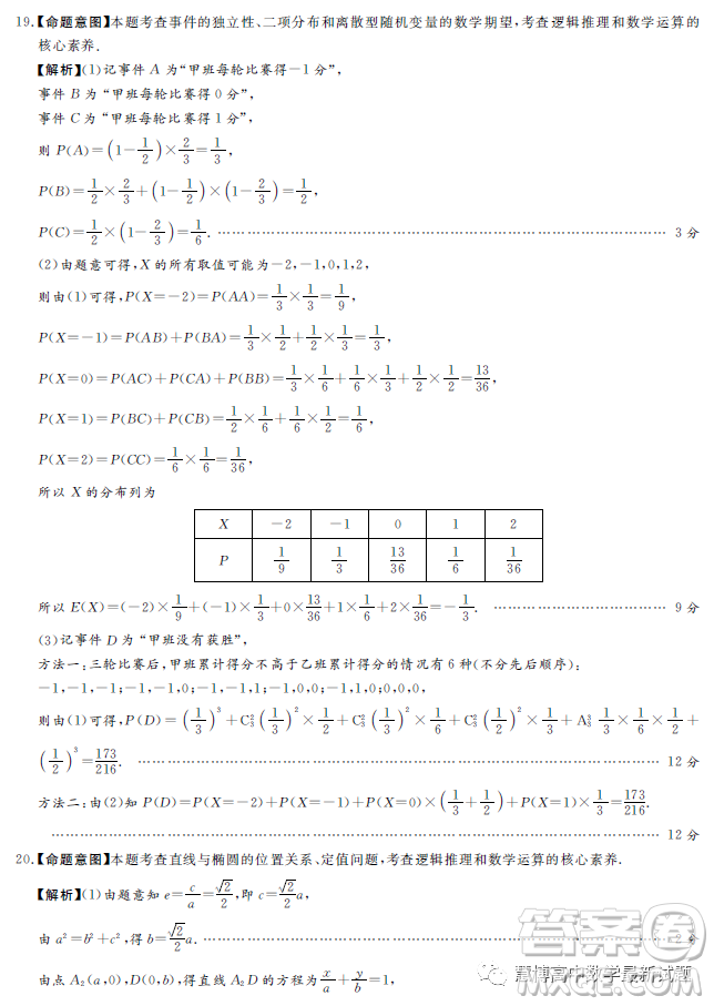 湘豫名校聯(lián)考2023年4月高三第二次模擬考試?yán)砜茢?shù)學(xué)試卷答案