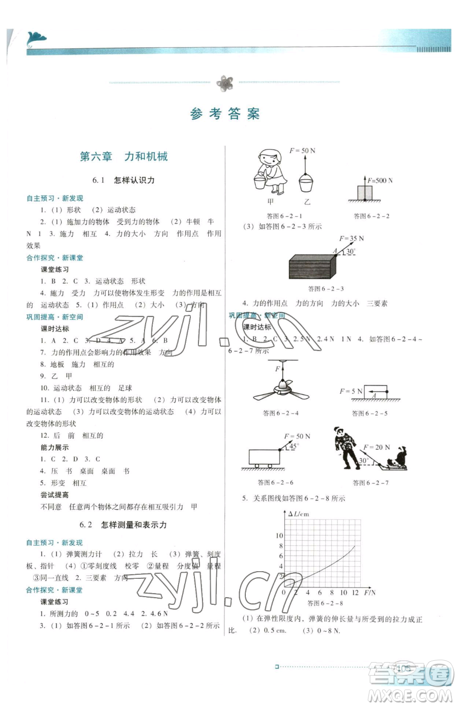 廣東教育出版社2023南方新課堂金牌學(xué)案八年級(jí)下冊(cè)物理滬粵版參考答案