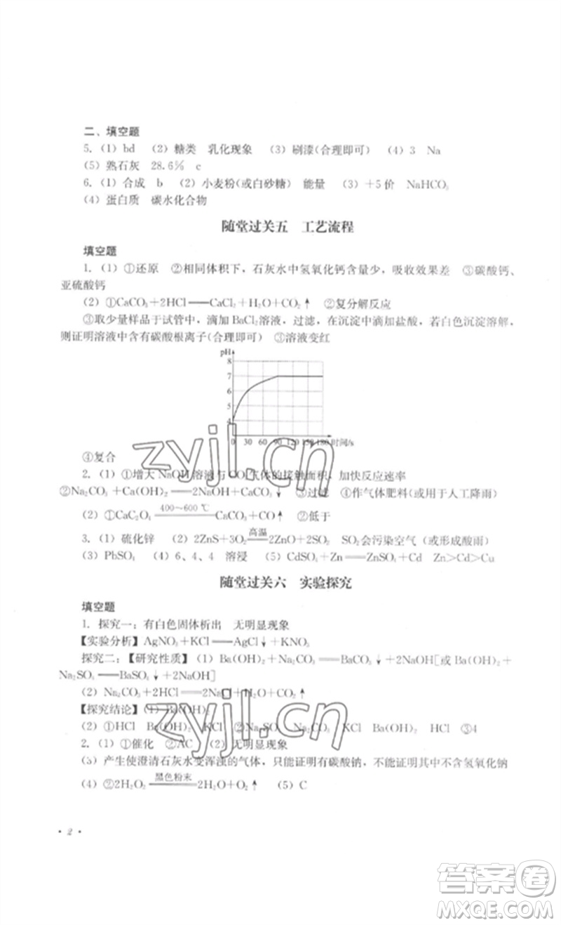 四川教育出版社2023學(xué)情點(diǎn)評(píng)九年級(jí)化學(xué)下冊(cè)人教版參考答案