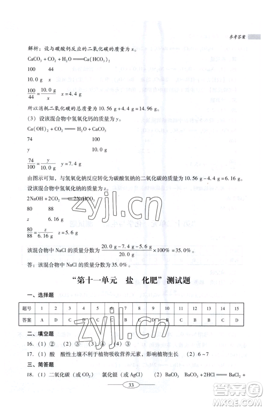 廣東教育出版社2023南方新課堂金牌學(xué)案九年級下冊化學(xué)人教版珠海專版參考答案