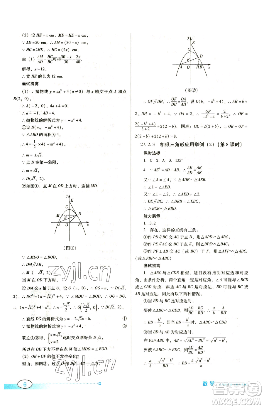 廣東教育出版社2023南方新課堂金牌學(xué)案九年級(jí)下冊(cè)數(shù)學(xué)人教版參考答案