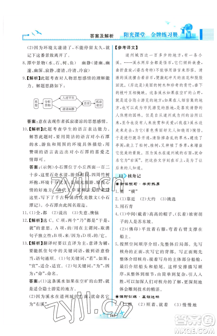 人民教育出版社2023陽(yáng)光課堂金牌練習(xí)冊(cè)八年級(jí)下冊(cè)語(yǔ)文人教版福建專版參考答案