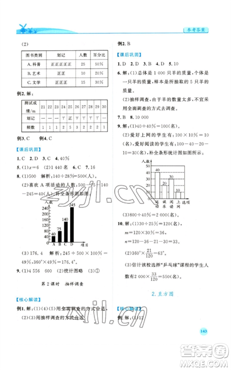 人民教育出版社2023績(jī)優(yōu)學(xué)案七年級(jí)數(shù)學(xué)下冊(cè)人教版參考答案