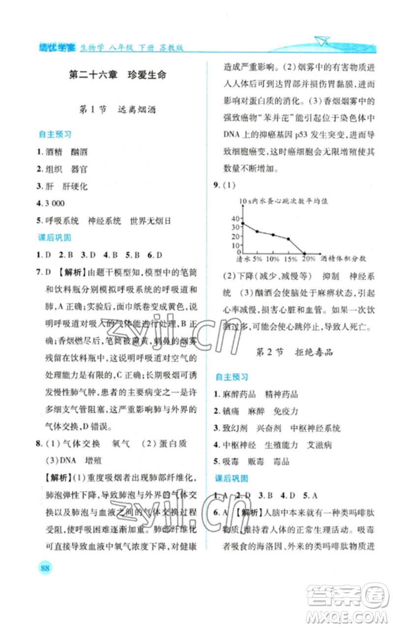 陜西師范大學(xué)出版總社2023績(jī)優(yōu)學(xué)案八年級(jí)生物下冊(cè)蘇教版參考答案