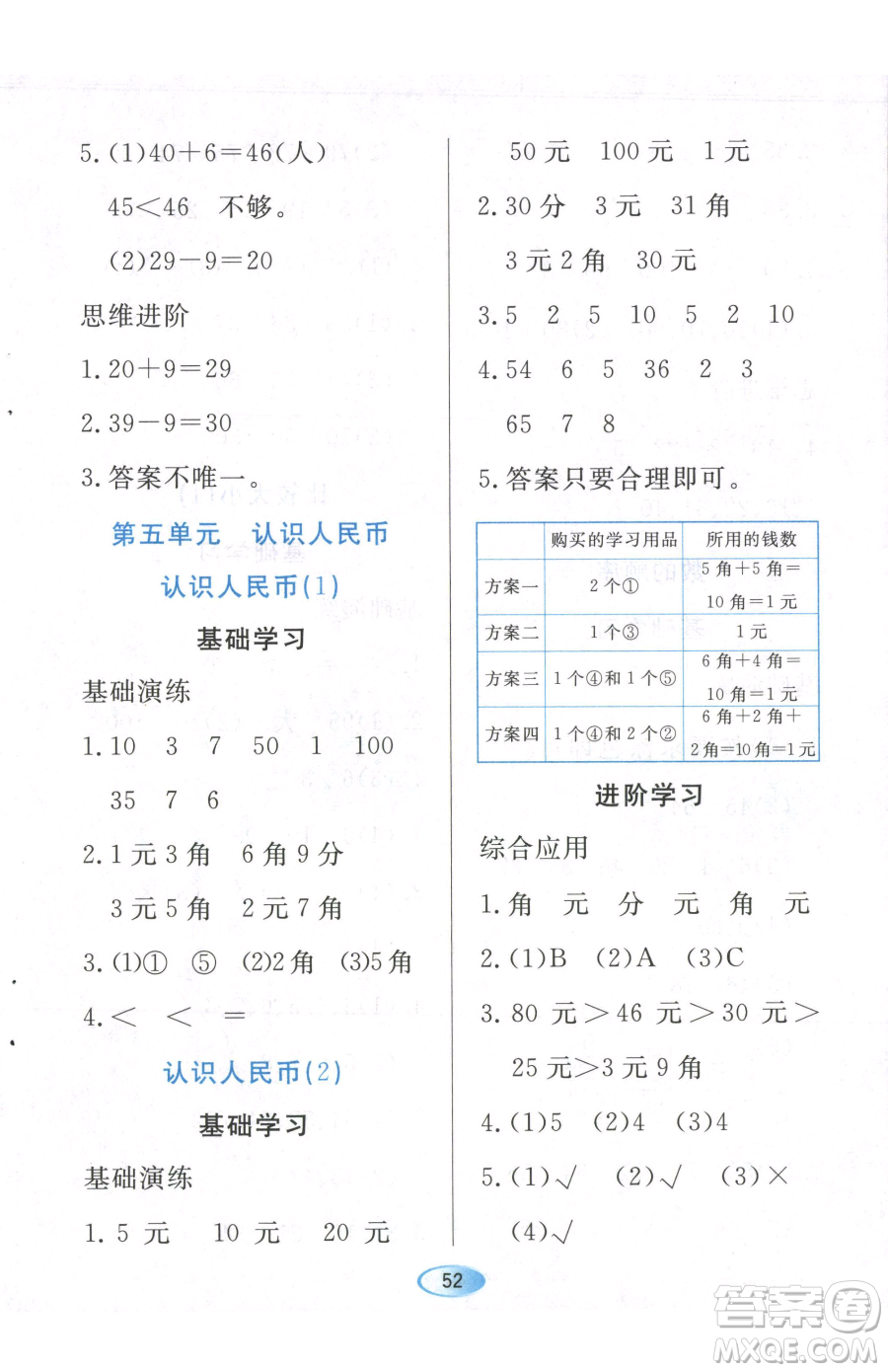 黑龍江教育出版社2023資源與評價一年級下冊數(shù)學人教版參考答案