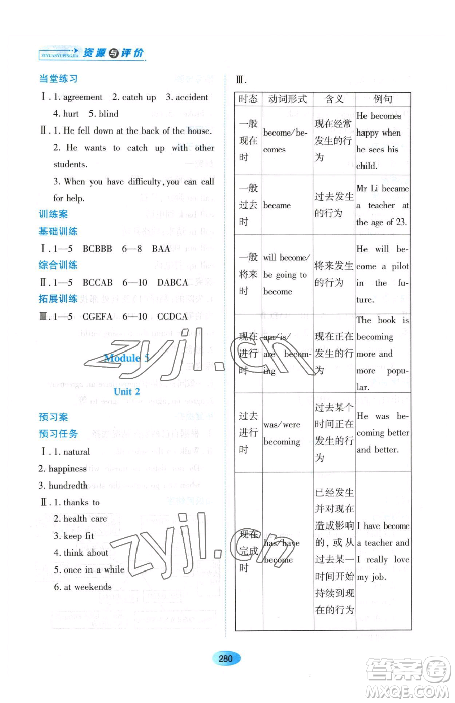 黑龍江教育出版社2023資源與評(píng)價(jià)九年級(jí)下冊(cè)英語外研版參考答案